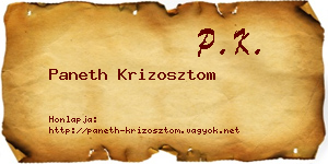 Paneth Krizosztom névjegykártya